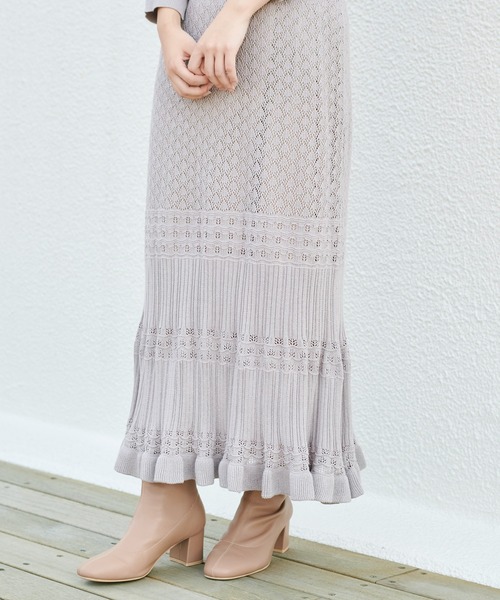 one after another NICE CLAUP（ワンアフターアナザーナイスクラップ）の「ニットロングワンピース（ワンピース・レディース・グレー/ブラウン/ベージュ/オレンジ・FREE）」の12枚目の写真