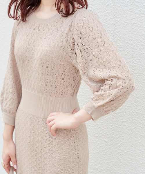 one after another NICE CLAUP（ワンアフターアナザーナイスクラップ）の「ニットロングワンピース（ワンピース・レディース・グレー/ブラウン/ベージュ/オレンジ・FREE）」の6枚目の写真