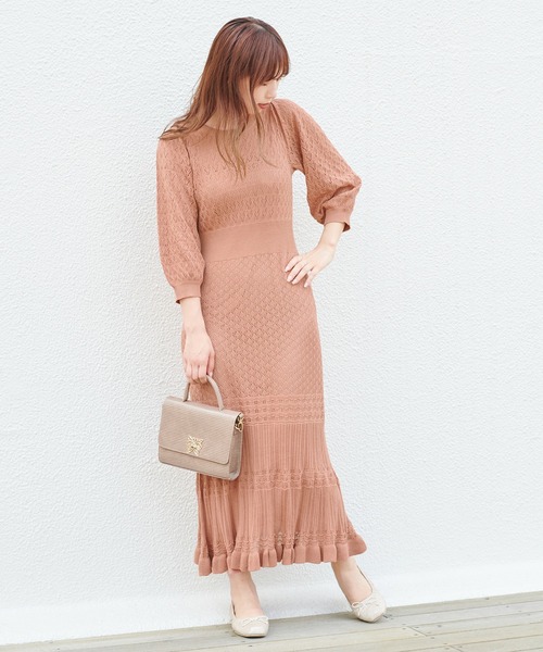 one after another NICE CLAUP（ワンアフターアナザーナイスクラップ）の「ニットロングワンピース（ワンピース・レディース・グレー/ブラウン/ベージュ/オレンジ・FREE）」の8枚目の写真