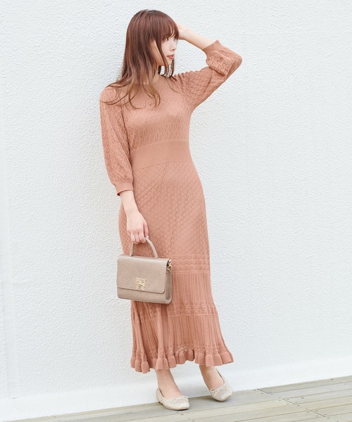 one after another NICE CLAUP（ワンアフターアナザーナイスクラップ）の「ニットロングワンピース（ワンピース・レディース・グレー/ブラウン/ベージュ/オレンジ・FREE）」の16枚目の写真