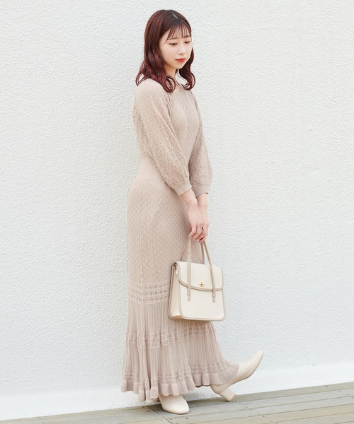 one after another NICE CLAUP（ワンアフターアナザーナイスクラップ）の「ニットロングワンピース（ワンピース・レディース・グレー/ブラウン/ベージュ/オレンジ・FREE）」の19枚目の写真