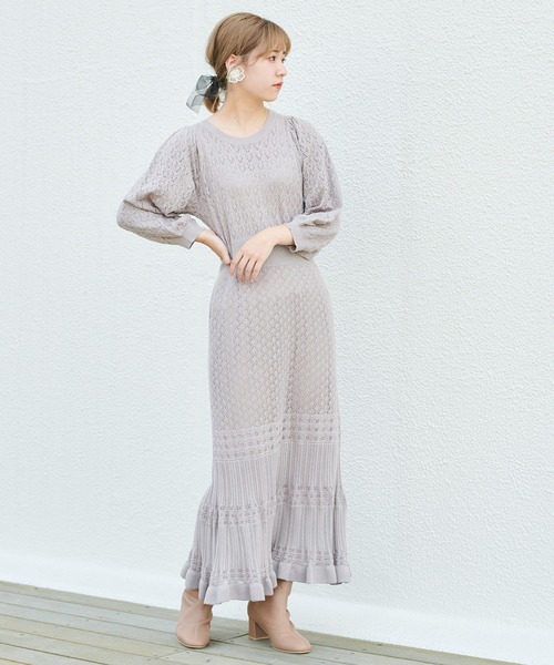 one after another NICE CLAUP（ワンアフターアナザーナイスクラップ）の「ニットロングワンピース（ワンピース・レディース・グレー/ブラウン/ベージュ/オレンジ・FREE）」の17枚目の写真