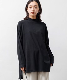 綿100%裾ラウンド長袖レイヤードプチハイTシャツ