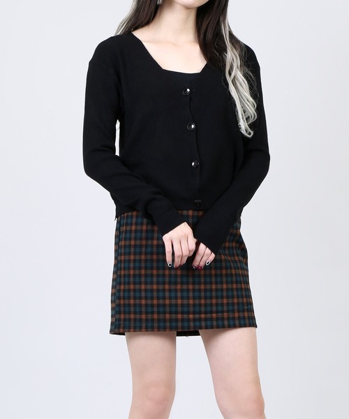 DING（ディング）の「DING/前ボタンショート丈ニットカーディガン（カーディガン/ボレロ・レディース・ブルー/ベージュ/ブラック・FREE）」の2枚目の写真