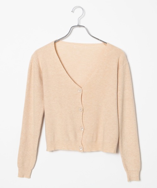 DING（ディング）の「DING/前ボタンショート丈ニットカーディガン（カーディガン/ボレロ・レディース・ブルー/ベージュ/ブラック・FREE）」の9枚目の写真