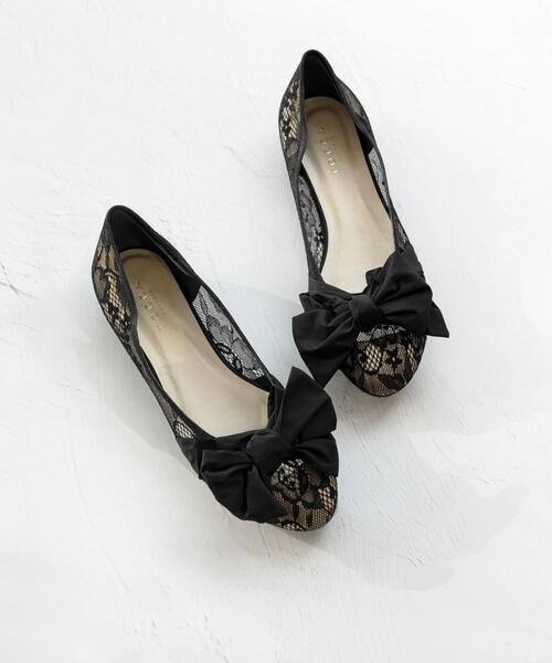 TOCCA(トッカ)の「TIED RIBBON FLATSHOES フラットシューズ(パンプス・レディース・ブラック系5/ピンク系/ブラック系・38/37/36/35)」の3枚目の写真