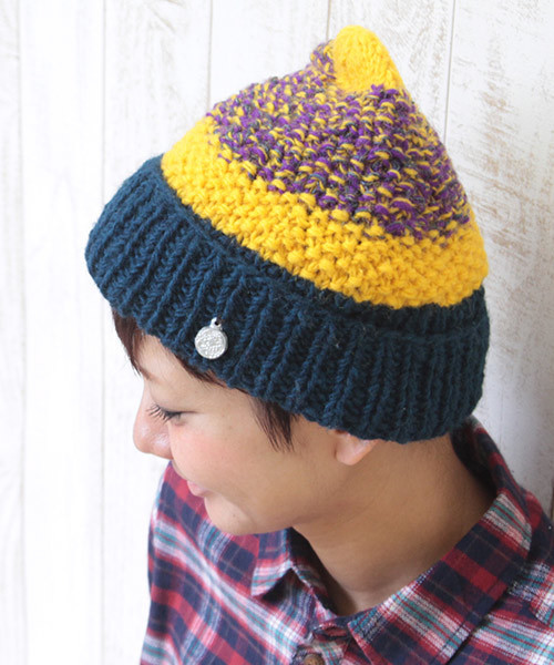 チチカカ（チチカカ）の「コンチョウールニットキャップ（ニットキャップ/ビーニー・レディース・ブラック/イエロー/オレンジ・FREE）」の3枚目の写真