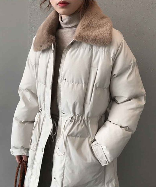 aimoha（アイモハ）の「中綿ロングコート（ダウンジャケット/コート・レディース・ブラウン/ブラック/グレー/ベージュ・LARGE/MEDIUM）」の6枚目の写真