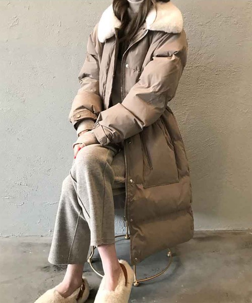 aimoha（アイモハ）の「中綿ロングコート（ダウンジャケット/コート・レディース・ブラウン/ブラック/グレー/ベージュ・LARGE/MEDIUM）」の7枚目の写真