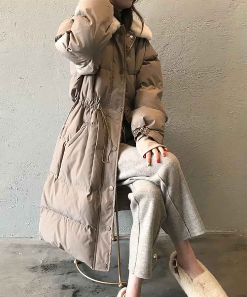 aimoha（アイモハ）の「中綿ロングコート（ダウンジャケット/コート・レディース・ブラウン/ブラック/グレー/ベージュ・LARGE/MEDIUM）」の10枚目の写真