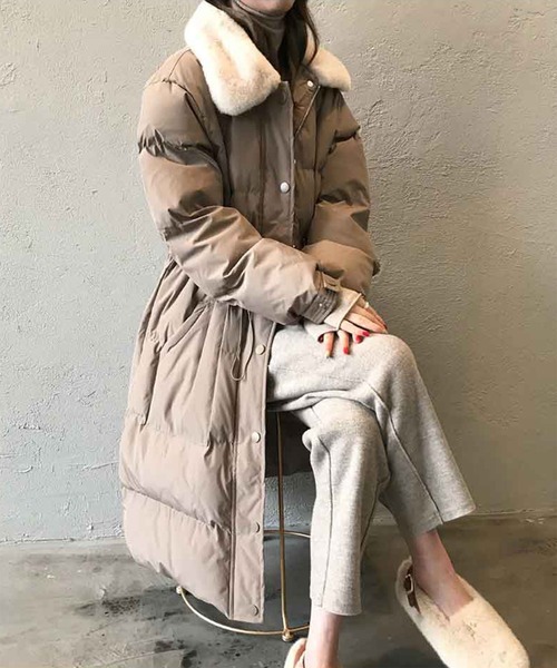 aimoha（アイモハ）の「中綿ロングコート（ダウンジャケット/コート・レディース・ブラウン/ブラック/グレー/ベージュ・LARGE/MEDIUM）」の11枚目の写真