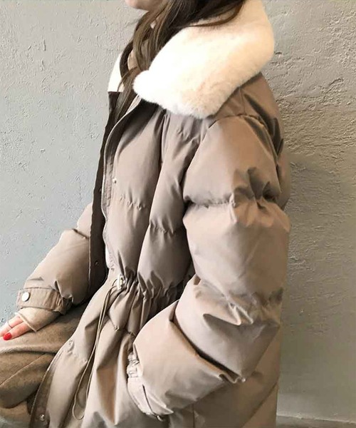 aimoha（アイモハ）の「中綿ロングコート（ダウンジャケット/コート・レディース・ブラウン/ブラック/グレー/ベージュ・LARGE/MEDIUM）」の12枚目の写真