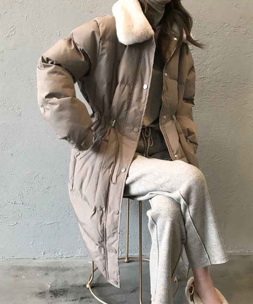 aimoha（アイモハ）の「中綿ロングコート（ダウンジャケット/コート・レディース・ブラウン/ブラック/グレー/ベージュ・LARGE/MEDIUM）」の13枚目の写真