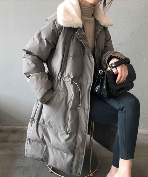 aimoha（アイモハ）の「中綿ロングコート（ダウンジャケット/コート・レディース・ブラウン/ブラック/グレー/ベージュ・LARGE/MEDIUM）」の14枚目の写真