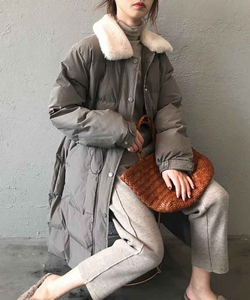 aimoha（アイモハ）の「中綿ロングコート（ダウンジャケット/コート・レディース・ブラウン/ブラック/グレー/ベージュ・LARGE/MEDIUM）」の15枚目の写真