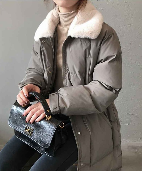 aimoha（アイモハ）の「中綿ロングコート（ダウンジャケット/コート・レディース・ブラウン/ブラック/グレー/ベージュ・LARGE/MEDIUM）」の16枚目の写真