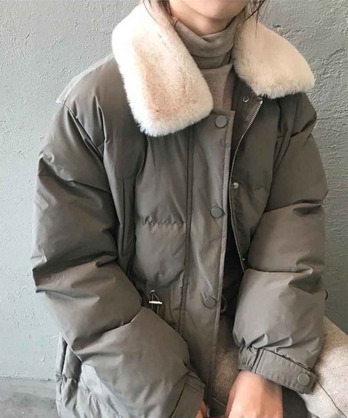 aimoha（アイモハ）の「中綿ロングコート（ダウンジャケット/コート・レディース・ブラウン/ブラック/グレー/ベージュ・LARGE/MEDIUM）」の17枚目の写真