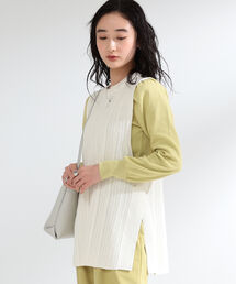 Ray BEAMS | Ray BEAMS / ストライプ 柄編 ロングベスト(ベスト)