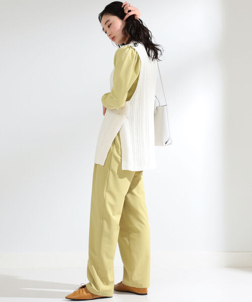 Ray BEAMS（レイビームス）の「Ray BEAMS / ストライプ 柄編 ロングベスト（ベスト・レディース・オフホワイト/ブラック・ONE SIZE）」の5枚目の写真