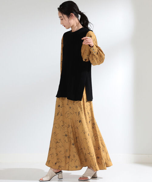 Ray BEAMS（レイビームス）の「Ray BEAMS / ストライプ 柄編 ロングベスト（ベスト・レディース・オフホワイト/ブラック・ONE SIZE）」の7枚目の写真