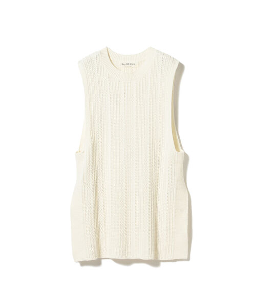 Ray BEAMS（レイビームス）の「Ray BEAMS / ストライプ 柄編 ロングベスト（ベスト・レディース・オフホワイト/ブラック・ONE SIZE）」の9枚目の写真
