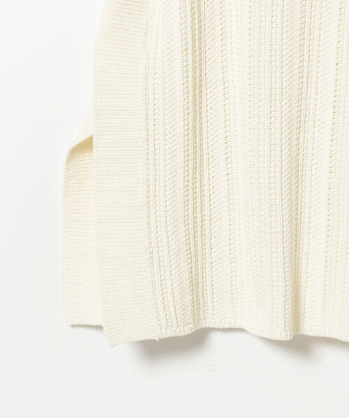 Ray BEAMS（レイビームス）の「Ray BEAMS / ストライプ 柄編 ロングベスト（ベスト・レディース・オフホワイト/ブラック・ONE SIZE）」の11枚目の写真