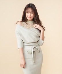 レースタートルカシュクールニット