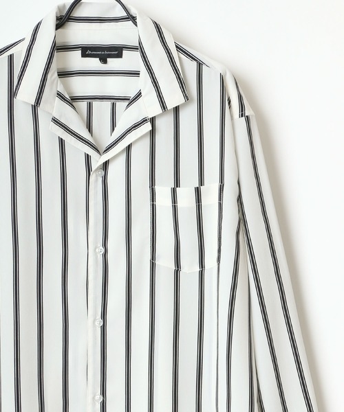 Lazar（ラザル）の「Oversize Drape Open Collar Shirt/オーバーサイズ ドレープ オープンカラーシャツ/無地/総柄/ストライプ/チェック（シャツ/ブラウス・メンズ・ホワイト/ライトブルー/ブラック/ベージュ/チャコール/モカ/ワイン/ライトグリーン/ターコイズブルー/ホワイト系その他/ベージュ系その他/ブルー系その他/ブラック系その他/ホワイト系その他2/ブラック系その他2/グレー系その他/ブルー系その他3/ベージュ系その他2/ブルー系その他2/グリーン系その他/ライトグレー/ベージュ系その他3/ブルーグレー/ブラック系その他3/ブラック系その他4/ダークグリーン/ホワイト系その他3/ブルー系その他4・LL/M/L）」の3枚目の写真