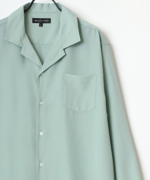 Lazar（ラザル）の「Oversize Drape Open Collar Shirt/オーバーサイズ ドレープ オープンカラーシャツ/無地/総柄/ストライプ/チェック（シャツ/ブラウス・メンズ・ホワイト/ライトブルー/ブラック/ベージュ/チャコール/モカ/ワイン/ライトグリーン/ターコイズブルー/ホワイト系その他/ベージュ系その他/ブルー系その他/ブラック系その他/ホワイト系その他2/ブラック系その他2/グレー系その他/ブルー系その他3/ベージュ系その他2/ブルー系その他2/グリーン系その他/ライトグレー/ベージュ系その他3/ブルーグレー/ブラック系その他3/ブラック系その他4/ダークグリーン/ホワイト系その他3/ブルー系その他4・LL/M/L）」の21枚目の写真