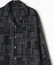 Oversize Drape Open Collar Shirt/オーバーサイズ ドレープ オープンカラーシャツ/無地/総柄/ストライプ/チェック