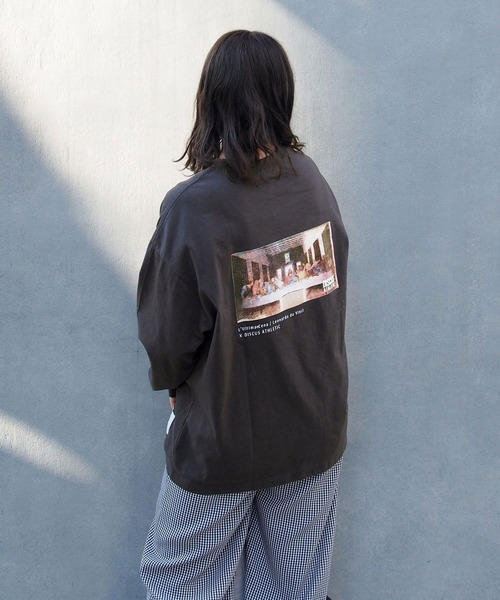 179/WG（イチナナキュウダブルジー）の「DISCUS絵画ロングスリーブTシャツ（Tシャツ/カットソー・レディース・ブラック/オフホワイト・FREE）」の2枚目の写真
