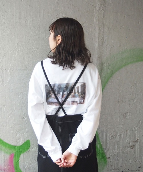 179/WG（イチナナキュウダブルジー）の「DISCUS絵画ロングスリーブTシャツ（Tシャツ/カットソー・レディース・ブラック/オフホワイト・FREE）」の4枚目の写真