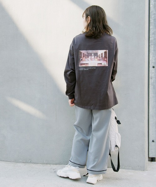 179/WG（イチナナキュウダブルジー）の「DISCUS絵画ロングスリーブTシャツ（Tシャツ/カットソー・レディース・ブラック/オフホワイト・FREE）」の9枚目の写真