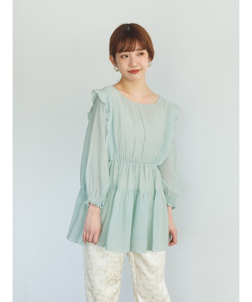 SLURR(スラ―)の「ティアード2wayフリルチュニックブラウス(シャツ/ブラウス・レディース・オフホワイト/ミント/グレイッシュベージュ・FREE)」の9枚目の写真