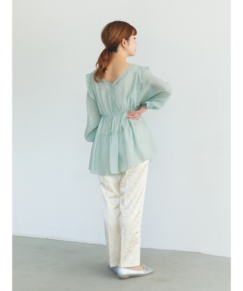 SLURR(スラ―)の「ティアード2wayフリルチュニックブラウス(シャツ/ブラウス・レディース・オフホワイト/ミント/グレイッシュベージュ・FREE)」の20枚目の写真