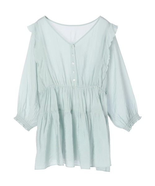 SLURR(スラ―)の「ティアード2wayフリルチュニックブラウス(シャツ/ブラウス・レディース・オフホワイト/ミント/グレイッシュベージュ・FREE)」の7枚目の写真