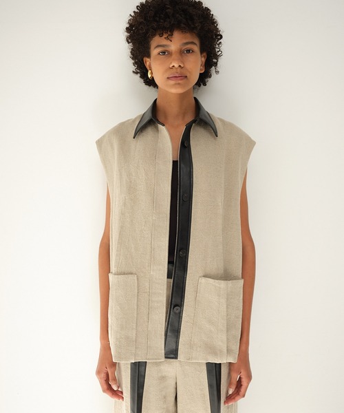 city（シティ）の「【CITY】フレンチリネンジレ（テーラードジャケット・レディース・ベージュ・FREE）」の2枚目の写真