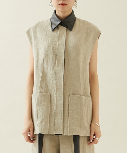 city（シティ）の「【CITY】フレンチリネンジレ（テーラードジャケット・レディース・ベージュ・FREE）」の4枚目の写真