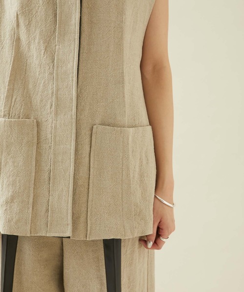 city（シティ）の「【CITY】フレンチリネンジレ（テーラードジャケット・レディース・ベージュ・FREE）」の5枚目の写真