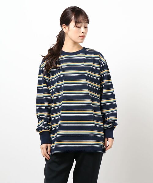Oriens JOURNAL STANDARD（オリエンス ジャーナルスタンダード）の「Multi border L/S tee / マルチボーダー ロングスリーブTシャツ（Tシャツ/カットソー・レディース・スカイブルー/ネイビー/ホワイト・MEDIUM/LARGE）」の13枚目の写真