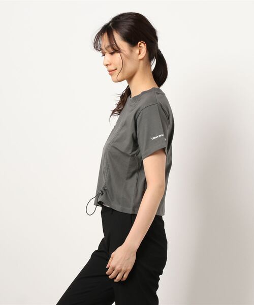 ANDGEEBEE(アンジービー)の「ドロストミニT(Tシャツ/カットソー・レディース・ホワイト/チャコールグレー・MEDIUM)」の5枚目の写真