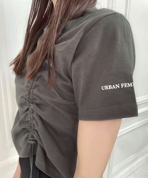 ANDGEEBEE(アンジービー)の「ドロストミニT(Tシャツ/カットソー・レディース・ホワイト/チャコールグレー・MEDIUM)」の7枚目の写真