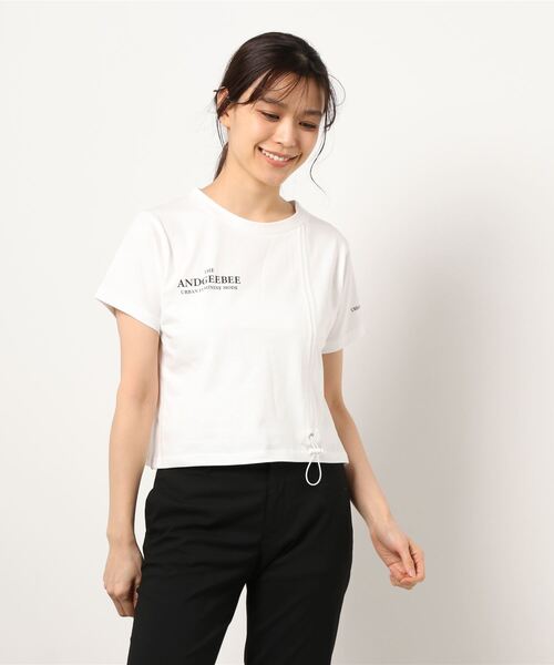 ANDGEEBEE(アンジービー)の「ドロストミニT(Tシャツ/カットソー・レディース・ホワイト/チャコールグレー・MEDIUM)」の14枚目の写真