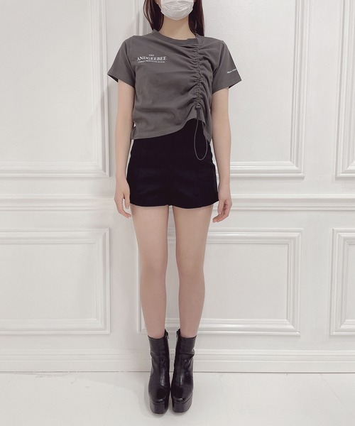 ANDGEEBEE(アンジービー)の「ドロストミニT(Tシャツ/カットソー・レディース・ホワイト/チャコールグレー・MEDIUM)」の10枚目の写真