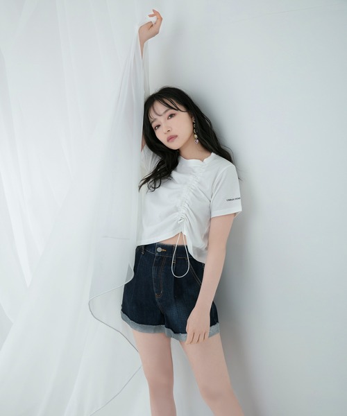 ANDGEEBEE(アンジービー)の「ドロストミニT(Tシャツ/カットソー・レディース・ホワイト/チャコールグレー・MEDIUM)」の19枚目の写真