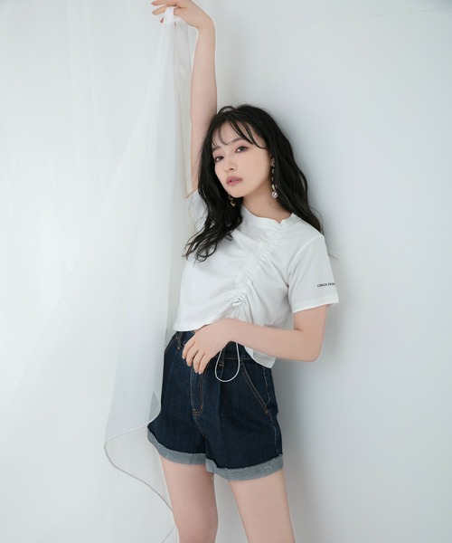 ANDGEEBEE(アンジービー)の「ドロストミニT(Tシャツ/カットソー・レディース・ホワイト/チャコールグレー・MEDIUM)」の18枚目の写真