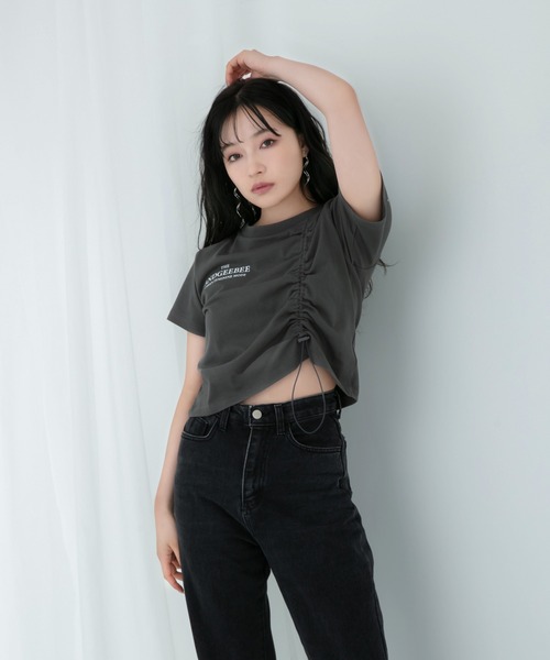 ANDGEEBEE(アンジービー)の「ドロストミニT(Tシャツ/カットソー・レディース・ホワイト/チャコールグレー・MEDIUM)」の13枚目の写真