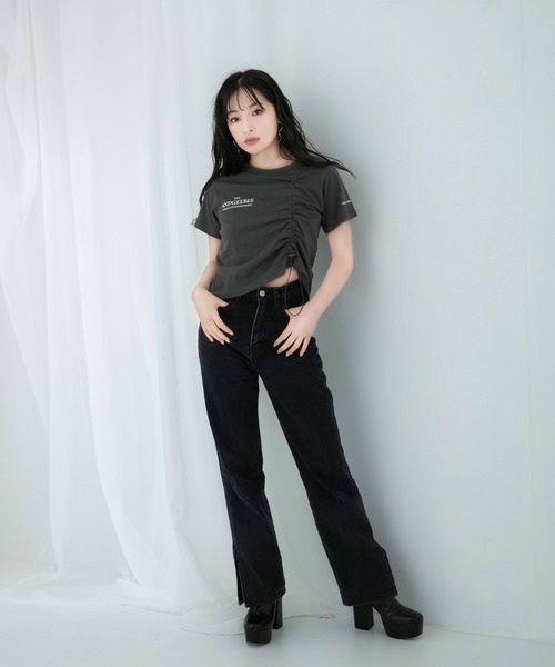 ANDGEEBEE(アンジービー)の「ドロストミニT(Tシャツ/カットソー・レディース・ホワイト/チャコールグレー・MEDIUM)」の12枚目の写真