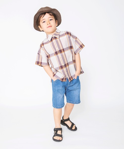 BRANSHES(ブランシェス)の「【ペア】半袖チェックシャツ(シャツ/ブラウス・キッズ・カーキオリーブ/ベージュ・110cm/90cm/120cm/130cm/100cm/150cm/140cm)」の8枚目の写真