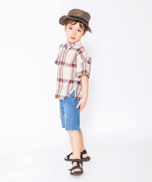 BRANSHES(ブランシェス)の「【ペア】半袖チェックシャツ(シャツ/ブラウス・キッズ・カーキオリーブ/ベージュ・110cm/90cm/120cm/130cm/100cm/150cm/140cm)」の10枚目の写真